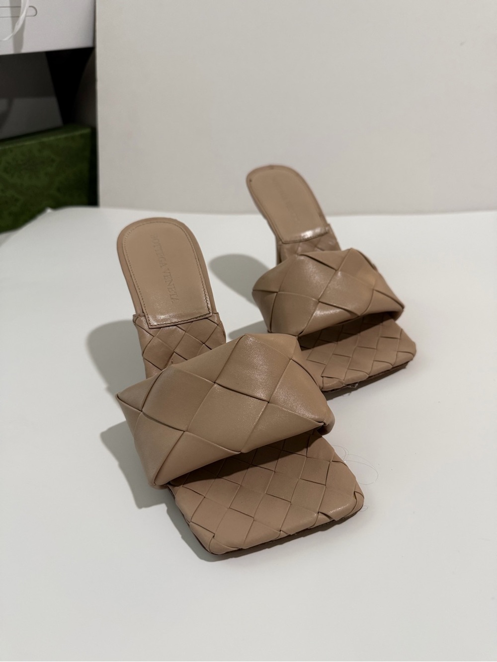 Woven Slide Sandals in Taupe